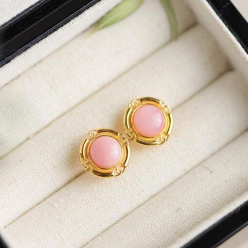 Natural pink Australian shell Stud Earrings/Sterling 925Silver 18KGold-Plated shell Studs/Customize gift box/anniversary gift/dainty studs - Image 4