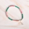 Malachite and Rhodochrosite Beaded Bracelets in 925 Silver|Colorful Beaded Gemstone Bracelets|Healing Stone|Meditation Anxiety Stress Relief