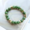 Natural Vivid Green Jade Bracelet|Everyday Minimalist Bracelet|Pumpkin Beads|Golden Chip Spacer|Birthday Gift|Perfect Gift For Her|8mm Bead