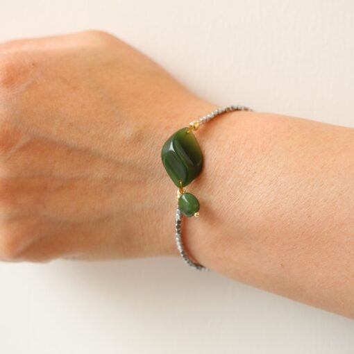 Real Vivid Green Jade Bracelet|Dainty Bracelet For Women|Unique Jade Bangles|Minimalist Jade Bracelet|Perfect Gift For Her - Image 5