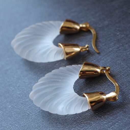 Unique Frosted Crystal Drop Earrings Studs|Dainty Studs Earrings|Minimalist Crystal Jewelry|Hand Carved Quartz Studs|Stress relief Earrings - Image 3