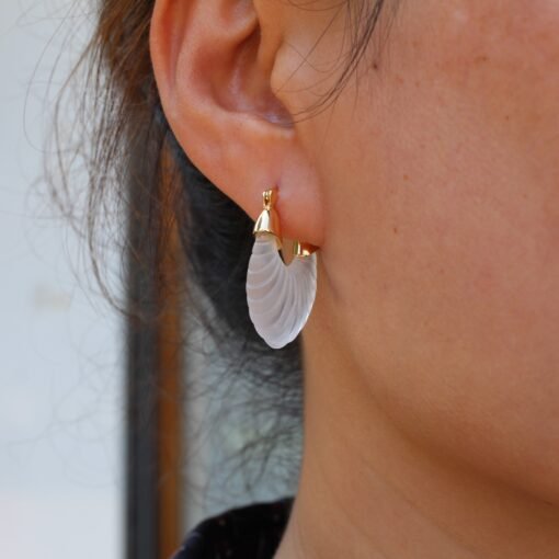 Unique Frosted Crystal Drop Earrings Studs|Dainty Studs Earrings|Minimalist Crystal Jewelry|Hand Carved Quartz Studs|Stress relief Earrings - Image 4