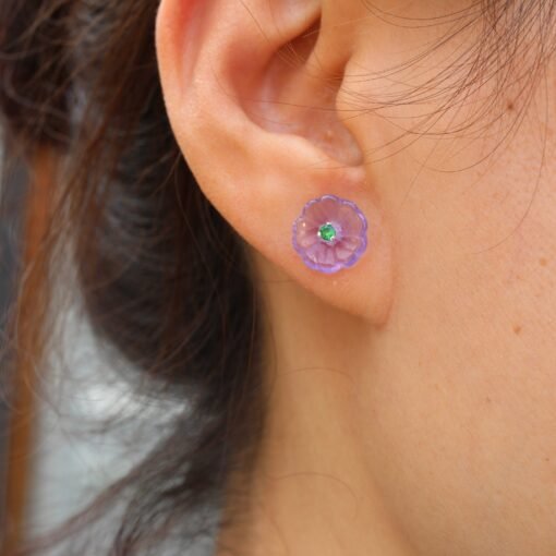 Natural Unique Purple Amethyst Stud Earring|Tiny Quartz Petal Flower Stud Earrings| Everyday Minimalist Earring|Handmade Dainty Stud Earring - Image 8