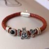 Unique Bohemian Leather bracelet with Silver Beads|Mena??s Leather Bracelet|Boyfriend Gift|Spiritual protection beads Healing-inner peace