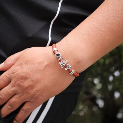 Unique Bohemian Leather bracelet with Silver Beads|Mena??s Leather Bracelet|Boyfriend Gift|Spiritual protection beads Healing-inner peace - Image 5