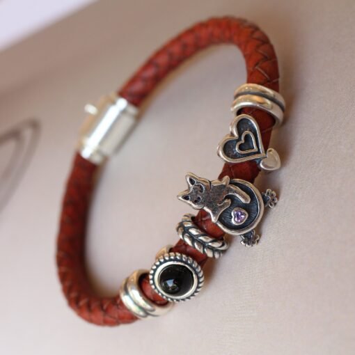 Unique Bohemian Leather bracelet with Silver Beads|Mena??s Leather Bracelet|Boyfriend Gift|Spiritual protection beads Healing-inner peace - Image 8