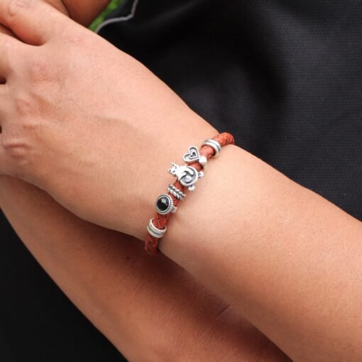Unique Bohemian Leather bracelet with Silver Beads|Mena??s Leather Bracelet|Boyfriend Gift|Spiritual protection beads Healing-inner peace - Image 7