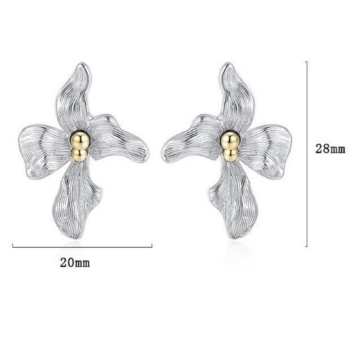 Unique Silver Stud Earrings|Unique Silver Pedal Earrings|Silver Flower Earrings|Silver Dainty Jewelry|Charm Floral Earrings|Perfect Gift - Image 6
