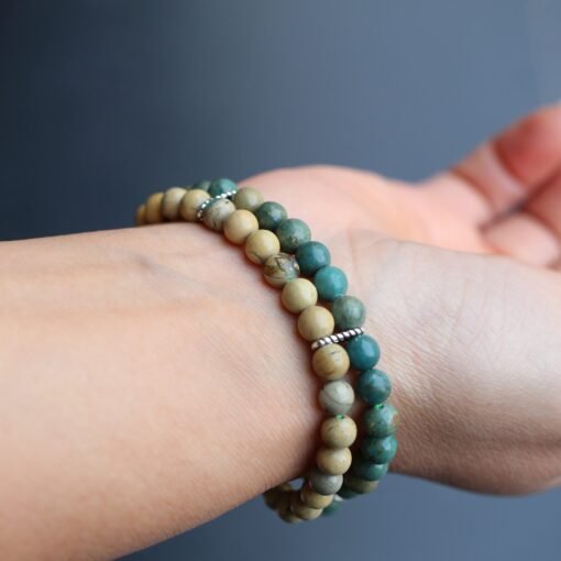 Natural Green Beaded Stones Bracelet Healing Bracelet leaf-Balancing Calming Spiritual Protection Meditation Anxiety Stress Relief Bracelet - Image 6