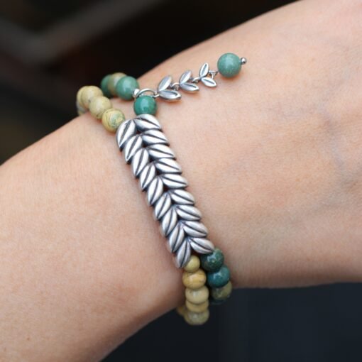 Natural Green Beaded Stones Bracelet Healing Bracelet leaf-Balancing Calming Spiritual Protection Meditation Anxiety Stress Relief Bracelet - Image 7