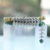 Natural Green Beaded Stones Bracelet Healing Bracelet leaf-Balancing Calming Spiritual Protection Meditation Anxiety Stress Relief Bracelet