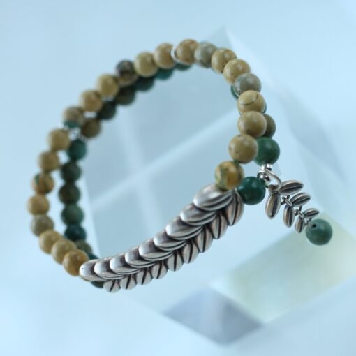 Natural Green Beaded Stones Bracelet Healing Bracelet leaf-Balancing Calming Spiritual Protection Meditation Anxiety Stress Relief Bracelet - Image 3