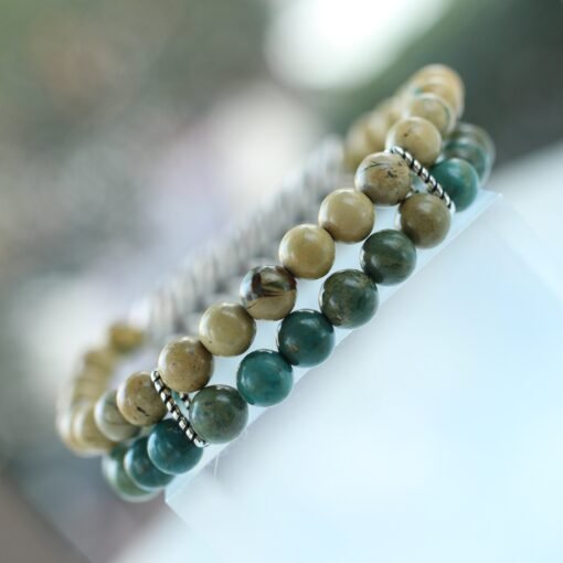 Natural Green Beaded Stones Bracelet Healing Bracelet leaf-Balancing Calming Spiritual Protection Meditation Anxiety Stress Relief Bracelet - Image 5