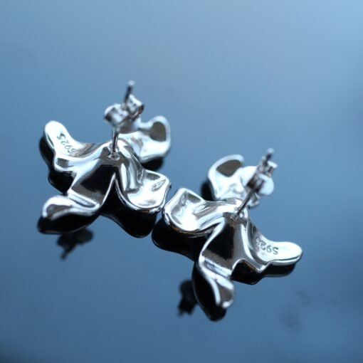 Unique Silver Stud Earrings|Unique Silver Pedal Earrings|Silver Flower Earrings|Silver Dainty Jewelry|Charm Floral Earrings|Perfect Gift - Image 3