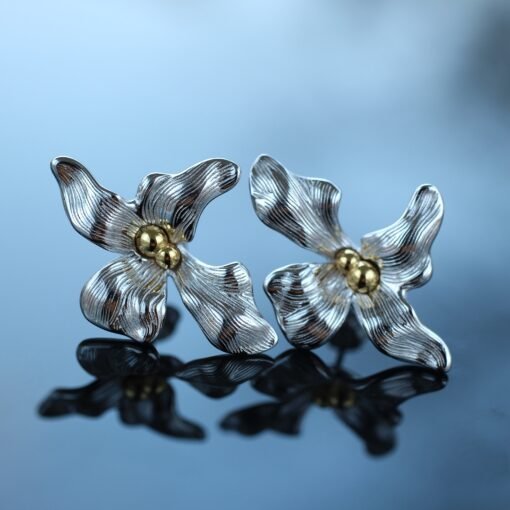 Unique Silver Stud Earrings|Unique Silver Pedal Earrings|Silver Flower Earrings|Silver Dainty Jewelry|Charm Floral Earrings|Perfect Gift