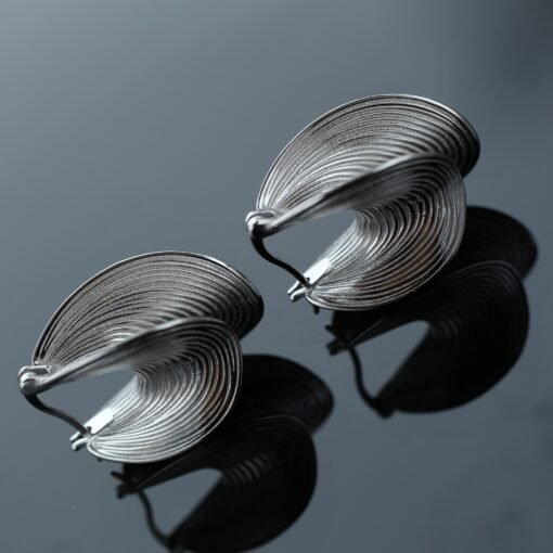 Unique Silver Stud Earrings|Textured Earrings|Big Silver Earrings|Dainty Jewelry|Vintage Earrings|Perfect Gift For Her - Image 2