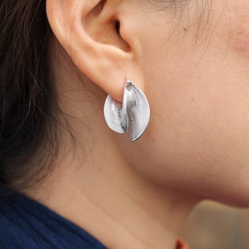 Unique Silver Stud Earrings|Textured Earrings|Big Silver Earrings|Dainty Jewelry|Vintage Earrings|Perfect Gift For Her - Image 4