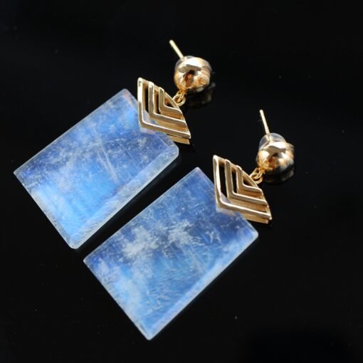 Natural Moonstone with 925 Silver Stud EarringsUnique Moonstone Earring/Balancing Calming Spiritual Protection|Anxiety Stress Relief Earring - Image 2