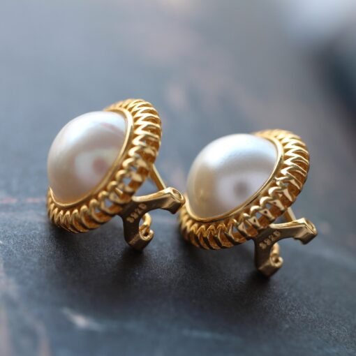 Natural Mabe Pearl Studs Earrings With s925 Silver|Mabe Pearl Jewelry|Statement Pearl Studs Earring|Real Mabe Pearl|Perfect Anniversary Gift - Image 5