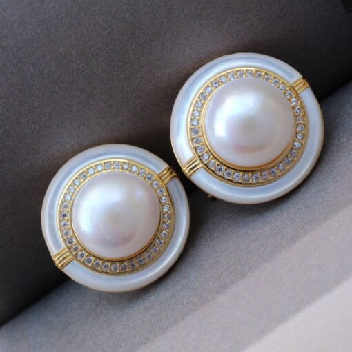 Natural Pearl Studs Earrings sterling sliver|Charm Pearl Jewelry|Statement Pearl Studs Earrings|Real Pearl Earrings|Perfect wedding earrings - Image 3