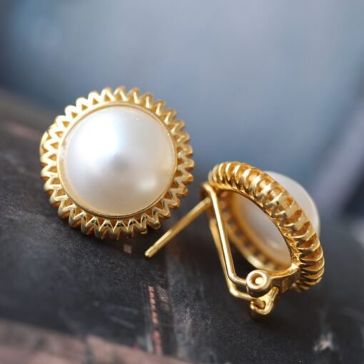 Natural Mabe Pearl Studs Earrings With s925 Silver|Mabe Pearl Jewelry|Statement Pearl Studs Earring|Real Mabe Pearl|Perfect Anniversary Gift - Image 3