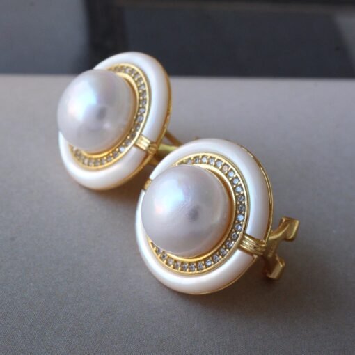 Natural Pearl Studs Earrings sterling sliver|Charm Pearl Jewelry|Statement Pearl Studs Earrings|Real Pearl Earrings|Perfect wedding earrings - Image 7