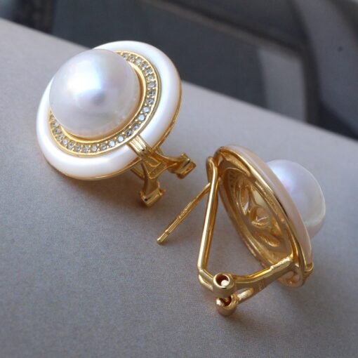 Natural Pearl Studs Earrings sterling sliver|Charm Pearl Jewelry|Statement Pearl Studs Earrings|Real Pearl Earrings|Perfect wedding earrings - Image 8