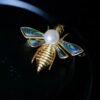 Unique silver brooch with pearl for women/Vintage bee brooch silver|Animal silver brooches|Art deco brooch antiqueHandmade Pearl pin women