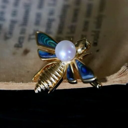 Unique silver brooch with pearl for women/Vintage bee brooch silver|Animal silver brooches|Art deco brooch antiqueHandmade Pearl pin women - Image 7