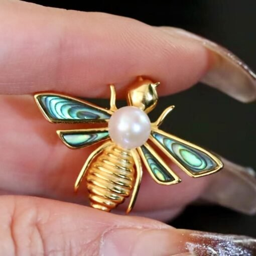 Unique silver brooch with pearl for women/Vintage bee brooch silver|Animal silver brooches|Art deco brooch antiqueHandmade Pearl pin women - Image 2