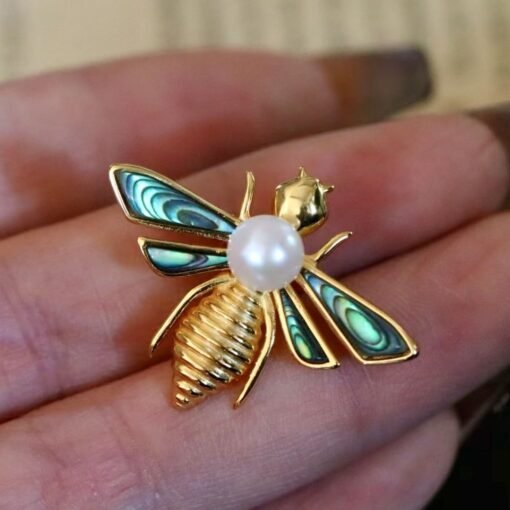 Unique silver brooch with pearl for women/Vintage bee brooch silver|Animal silver brooches|Art deco brooch antiqueHandmade Pearl pin women - Image 8