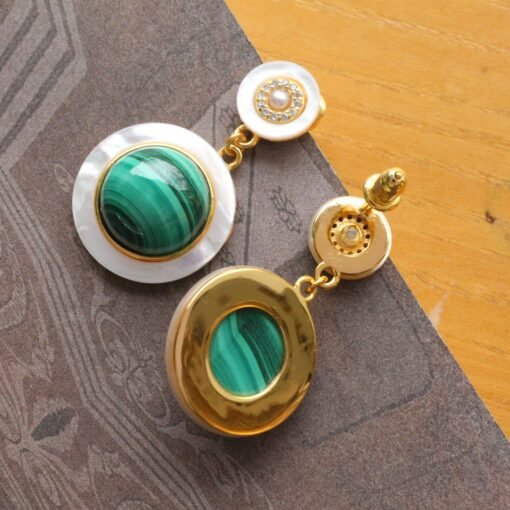 Natural Malachite Drop Earrings sterling silver|Vivid Green Malachite Jewelry|Statement Green Drop Earrings Real|Charm Pearl Earrings - Image 5