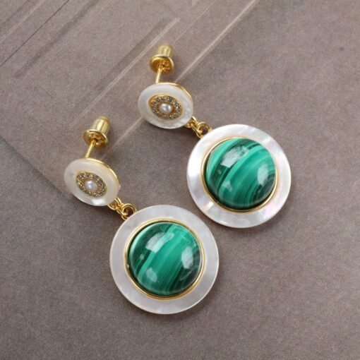 Natural Malachite Drop Earrings sterling silver|Vivid Green Malachite Jewelry|Statement Green Drop Earrings Real|Charm Pearl Earrings - Image 6