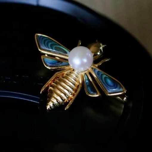 Unique silver brooch with pearl for women/Vintage bee brooch silver|Animal silver brooches|Art deco brooch antiqueHandmade Pearl pin women - Image 6