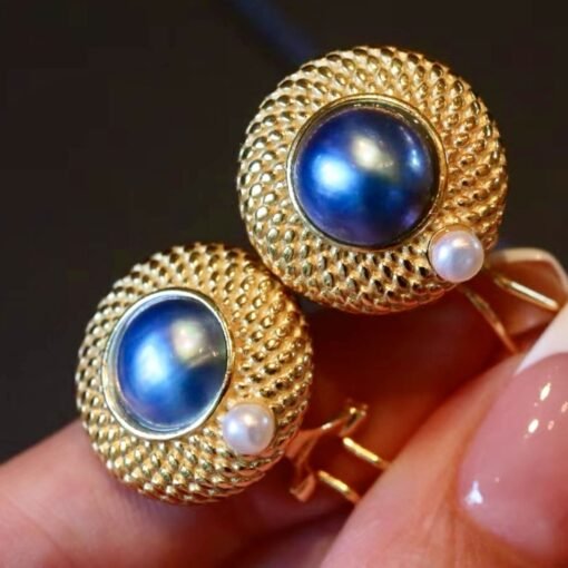Unique Natural Mabe Pearl Earrings With s925 Silver|Statement Mabe Pearl Jewelry|Antique Vintage Mabe Pearl Studs|Perfect Anniversary Gift - Image 3