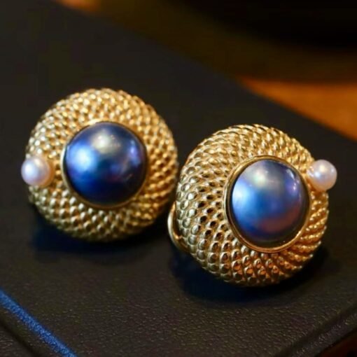 Unique Natural Mabe Pearl Earrings With s925 Silver|Statement Mabe Pearl Jewelry|Antique Vintage Mabe Pearl Studs|Perfect Anniversary Gift