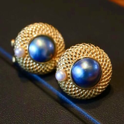 Unique Natural Mabe Pearl Earrings With s925 Silver|Statement Mabe Pearl Jewelry|Antique Vintage Mabe Pearl Studs|Perfect Anniversary Gift - Image 2