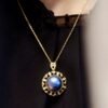 Natural Blue Mabe Pearl Necklace Silver|Statement Antique Pearl Pendant|Vintage Mabe Pearl Pendant|Art Deco PendantPerfect Mothers Day Gift