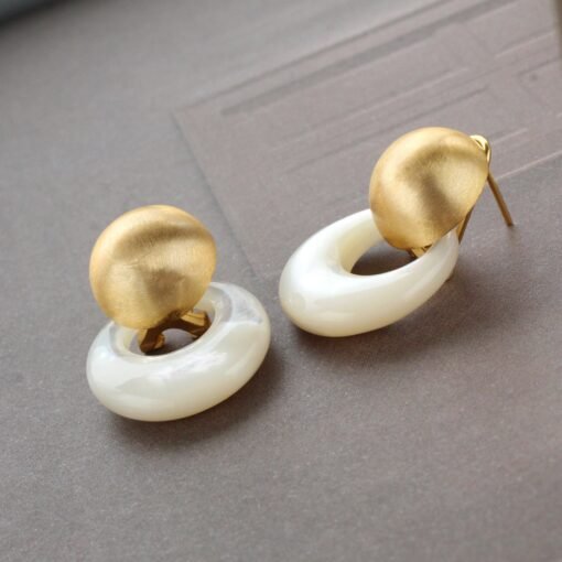 Unique White Fritillary With Silver Stud Earrings|Art deco Fritillary Earrings|Statement silver earring|Vintage Earring|Perfect Gift For Her - Image 6