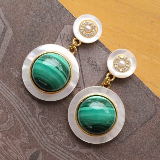 Natural Malachite Drop Earrings sterling silver|Vivid Green Malachite Jewelry|Statement Green Drop Earrings Real|Charm Pearl Earrings - Image 7