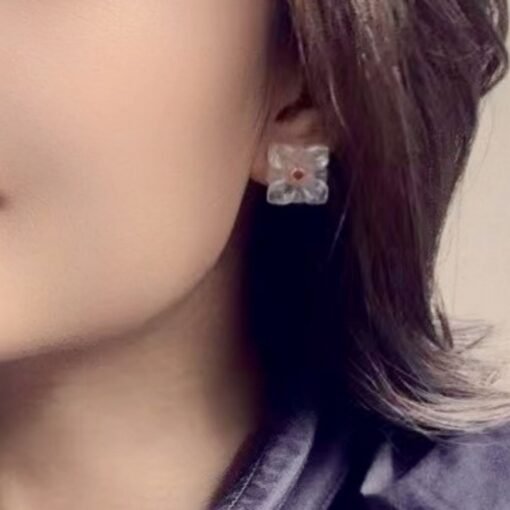 Natural Moonstone with Zircon Stud Earrings sterling silver/Unique Moonstone Earring/Statement Petal Moonstone Stud|Handmade moonstone studs - Image 4