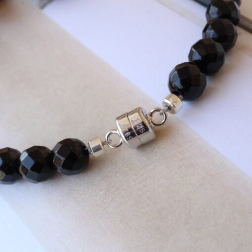 Unique Natural Black Agate Bracelet For Men 925 Silver|Stress Relief Bracelet|Spirit Protection-Healing Stone Meditation-Prayer bracelets - Image 6