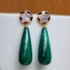 Natural Long Pear Malachite Drop Earrings 925 silver|Statement Malachite earring women|Real Fine Gemstone Earrings|Handmade Vintage Earrings
