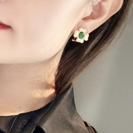 Natural Oval Malachite Studs Earrings silver|Malachite Jewelry|Vintage Green Studs Earrings|Antique Malachite Earrings|Anniversary Gift - Image 7