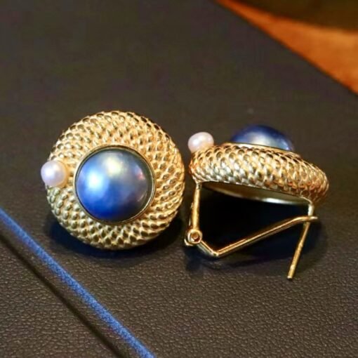 Unique Natural Mabe Pearl Earrings With s925 Silver|Statement Mabe Pearl Jewelry|Antique Vintage Mabe Pearl Studs|Perfect Anniversary Gift - Image 6