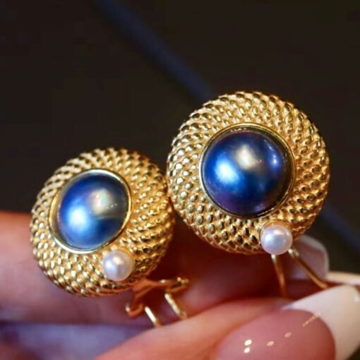 Unique Natural Mabe Pearl Earrings With s925 Silver|Statement Mabe Pearl Jewelry|Antique Vintage Mabe Pearl Studs|Perfect Anniversary Gift - Image 4