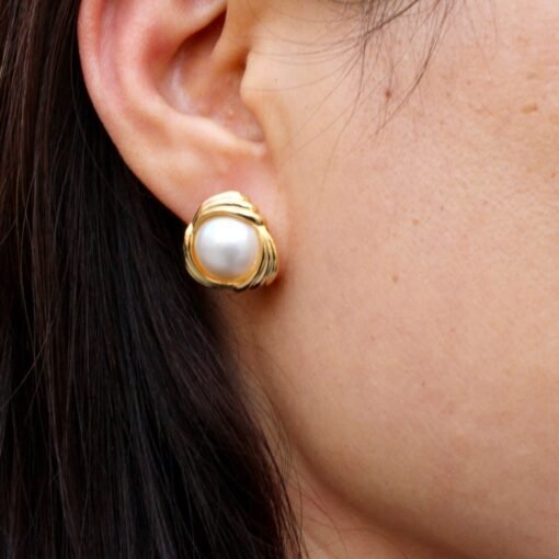 Natural Mabe Studs Earrings With s925 Silver|Dainty Studs Earrings|Statement Stud Earringsl|Perfect Anniversary Gift|Wedding Earrings - Image 5