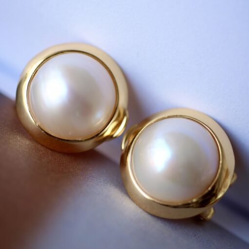 Natural Mabe Pearl Earrings s925 Silver|Minimalist Mabe Pearl Jewelry|Statement Pearl Earrings|Real Mabe Pearl|Perfect Wedding Earrings - Image 2