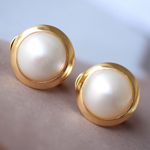 Natural Mabe Pearl Earrings s925 Silver|Minimalist Mabe Pearl Jewelry|Statement Pearl Earrings|Real Mabe Pearl|Perfect Wedding Earrings - Image 4