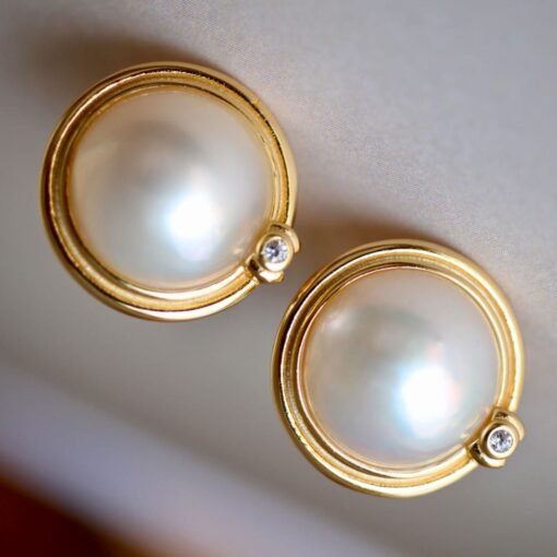 Natural white Mabe Studs Earrings With s925 Silver|Mabe Jewelry|Dainty Studs Earrings|Statement Stud earrings|Perfect Wedding earrings - Image 3